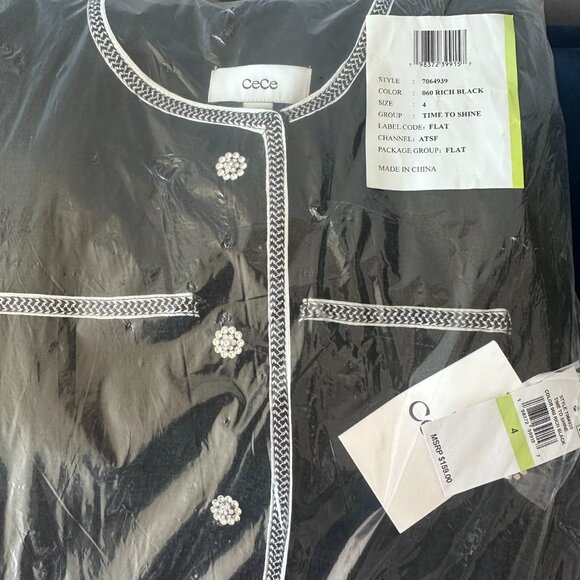 CeCe, Women's Tweed Short-Sleeve Button-Front Shift Dress, Size 4 - Picture 5 of 5